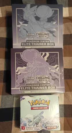 Pokemon Center Exclusive Chilling Reign: ETB Set of 2 SEALED + Bosster Box - Image 1