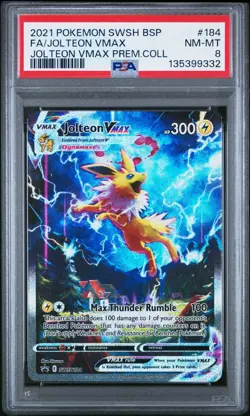 2021 POKEMON SWSH BLACK STAR PROMO #184 FULL ART JOLTEON VMAX PSA 8 NM-MT - Image 1