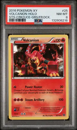 2016 POKEMON XY STEAM SIEGE CRACKED ICE-GEARS OF FIRE DECK VOLCANION-HOLO PSA 8 - Image 1