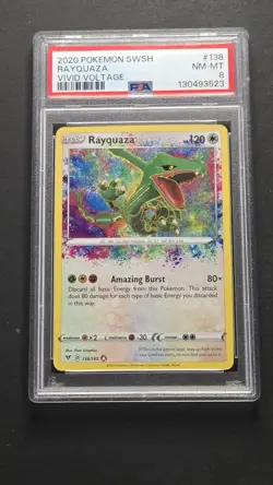 PSA 8 Rayquaza 138/185 Vivid Voltage Amazing Rare Pokemon 2020 - Image 1