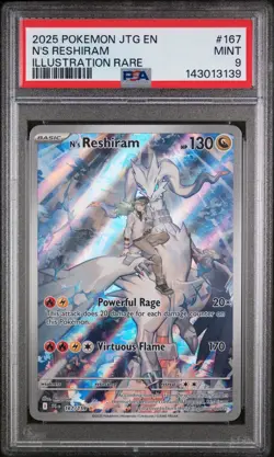 2025 POKEMON JTG EN-JOURNEY TOGETHER #167 N'S RESHIRAM PSA 9 - Image 1