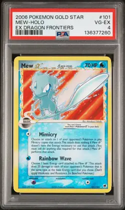 2006 POKEMON EX DRAGON FRONTIERS GOLD STAR #101 MEW-HOLO PSA 4 - Image 1