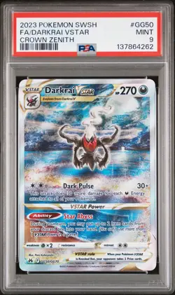 2023 POKEMON SWORD & SHIELD CROWN ZENITH #GG50 FULL ART/DARKRAI VSTAR PSA 9 - Image 1