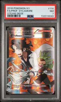 2016 POKEMON XY STEAM SIEGE #114 FULL ART/PROFESSOR SYCAMORE PSA 7 - Image 1