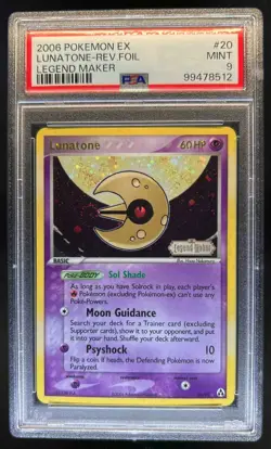 2006 Pokemon EX Legend Maker Lunatone Reverse Holo #20/92 PSA 9 - Image 1