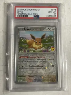 Eevee Pokemon Day 074/131 Prismatic Evolut Holo Stamped Promo English PSA 10 - Image 1