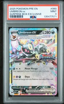 2025 POKEMON PRE EN-PRISMATIC EVOLUTIONS SURPRISE BOX EXCLUSIVE UMBREON EX PSA 9 - Image 1