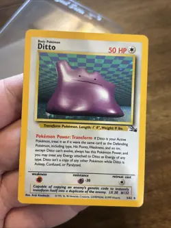 Pokemon TCG Ditto Fossil Holo Unlimited Rare Card 3/62 vintage old school foil - Image 1