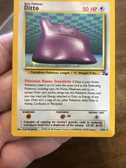 Pokemon TCG Ditto Fossil Holo Unlimited Rare Card 3/62 vintage old school foil - Image 3