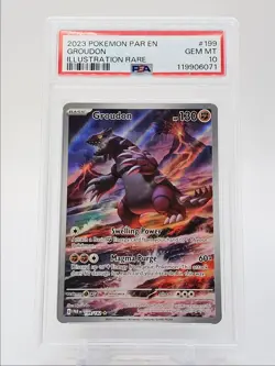 GROUDON 2023 POKEMON PARADOX SPECIAL ILLUSTRATION RARE 199/182 PSA 10 Q0004 - Image 1