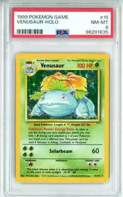 PSA NM-MT 8 Pokemon Trading Card Game Venusaur 015/102 Base Set Holo (1999) - Image 1