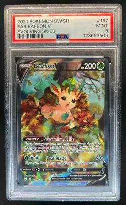 2021 Pokemon SWSH Evolving Skies Leafeon V #167/203 PSA 9 - Image 1