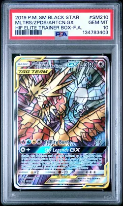 2019 POKEMON SM BLACK STAR PROMO FULL ART/MOLTRES & ZAPDOS & ARTICUNO GX PSA 10 - Image 1