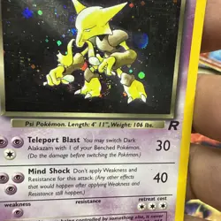 Pokemon Team Rocket Dark Alakazam 1/82 Holo Rare Swirl WOTC Vintage - Image 3