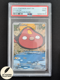 STUNFISK 118/086 ILLUSTRATION RARE 2025 POKEMON WHITE FLARE PSA 9 MINT - Image 1
