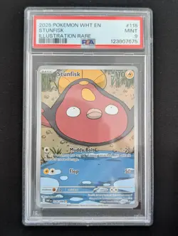 STUNFISK 118/086 ILLUSTRATION RARE 2025 POKEMON WHITE FLARE PSA 9 MINT - Image 2