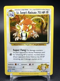 CLB 016/034 Lt. Surge's Raticate Classic Collection Pokemon Blastoise Deck - Image 1