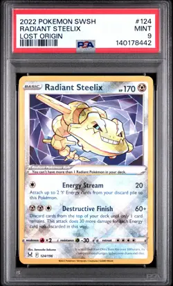 2022 POKEMON SWORD & SHIELD LOST ORIGIN #124 RADIANT STEELIX PSA 9 - Image 1