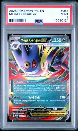2025 POKEMON PFL EN-PHANTASMAL FLAMES #056 MEGA GENGAR EX PSA 9 - Image 1
