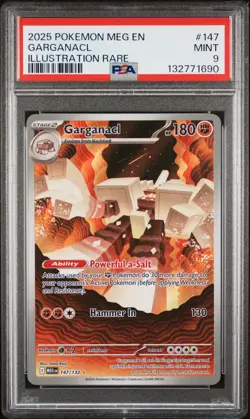 2025 POKEMON MEG EN-MEGA EVOLUTION ILLUSTRATION RARE #147 GARGANACL PSA 9 - Image 1