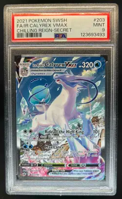 2021 Pokemon SWSH Chilling Reign Ice Rider Calyrex VMAX #203/198 PSA 9 - Image 1