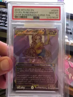 Celes, Rune Knight Final Fantasy MTG Borderless Surge Foil Commander PSA 10 - Image 1