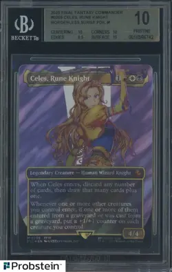 2025 MTG Final Fantasy Commander #0209 Celes Rune Knight BORDERLESS SURGE FOIL B - Image 1