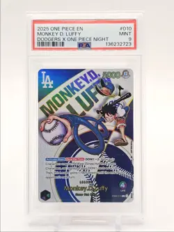MONKEY D LUFFY 2025 ONE PIECE X DODGERS NIGHT LEADER #EB02-010 PSA 9 Q6095 - Image 1
