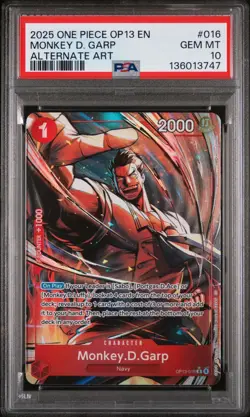 2025 ONE PIECE OP13-CARRYING ON HIS WILL ALTERNATE ART MONKEY D. GARP PSA 10 - Image 1