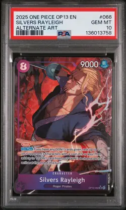 2025 ONE PIECE OP13-CARRYING ON HIS WILL ALTERNATE ART SILVERS RAYLEIGH PSA 10 - Image 1