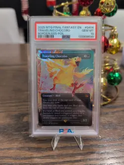 PSA 10 Traveling Chocobo (Borderless) Final Fantasy FOIL Magic the Gathering - Image 1