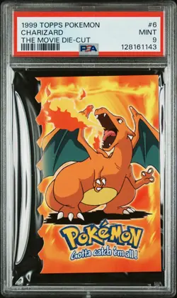 1143 Charizard 1999 Topps Pokemon Evolution #6 The Movie Die-Cut PSA 9 - Image 1