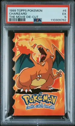 1999 TOPPS POKEMON THE MOVIE DIE-CUT #6 CHARIZARD PSA 5 - Image 1