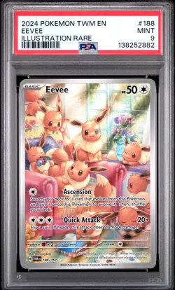 2024 POKEMON TWM EN-TWILIGHT MASQUERADE ILLUSTRATION RARE #188 EEVEE PSA 9 - Image 1