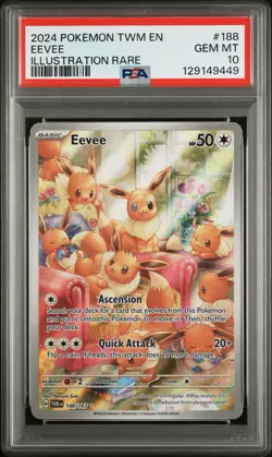 EEVEE 188/167 PSA 10 TWILIGHT MASQUERADE ILLUSTRATION RARE POKEMON CARD ENGLISH - Image 1