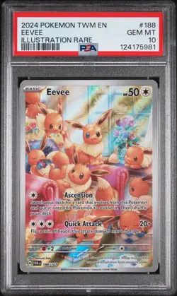 2024 POKEMON TWM EN-TWILIGHT MASQUERADE ILLUSTRATION RARE #188 EEVEE PSA 10 - Image 1