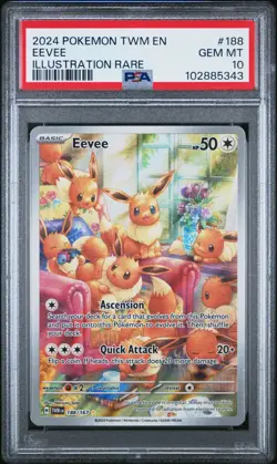 Eevee 188/167 IR PSA 10 Pokemon Card English Twilight Masquerade TCG CCG - Image 1
