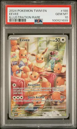 Eevee 188/167 Pokemon TCG Twilight Masquerade Illustration Rare PSA 10 GEM MT - Image 1