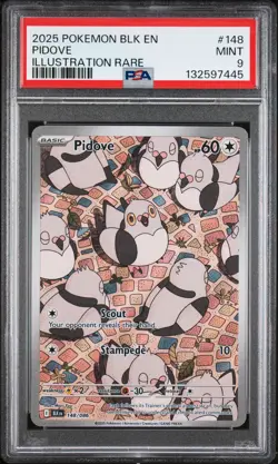 2025 POKEMON BLK EN-BLACK BOLT ILLUSTRATION RARE #148 PIDOVE PSA 9 - Image 1