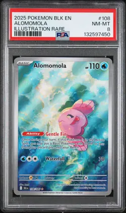 2025 POKEMON BLK EN-BLACK BOLT ILLUSTRATION RARE #108 ALOMOMOLA PSA 8 - Image 1