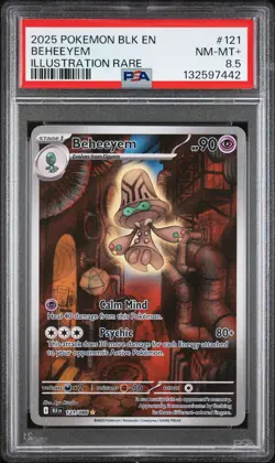 2025 POKEMON BLK EN-BLACK BOLT ILLUSTRATION RARE #121 BEHEEYEM PSA 8.5 - Image 1