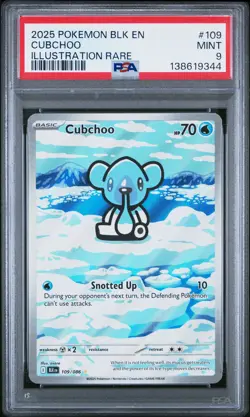 2025 POKEMON BLK EN-BLACK BOLT ILLUSTRATION RARE #109 CUBCHOO PSA 9 - Image 1