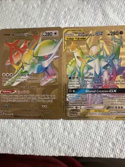 Arceus & Dialga& Palkia Gx Vstar Gold Fan Art 🖼 Cards High Quality NM - Image 1