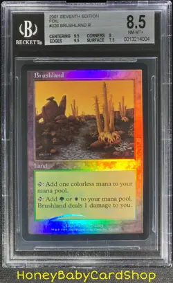 MTG Seventh Edition Foil 2001 Brushland BGS 8.5 NM/MT+ Old School Rare Painland - Image 1