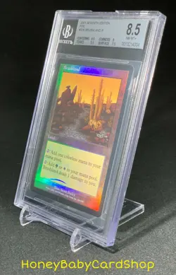 MTG Seventh Edition Foil 2001 Brushland BGS 8.5 NM/MT+ Old School Rare Painland - Image 3