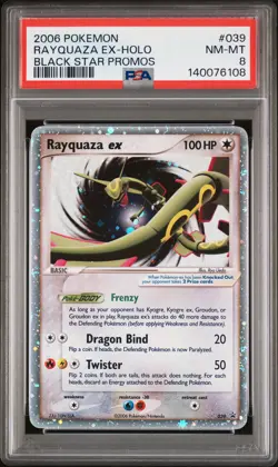 2006 POKEMON BLACK STAR PROMOS #039 RAYQUAZA EX-HOLO PSA 8 - Image 1