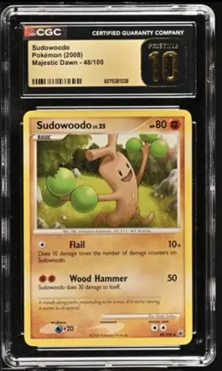2008 Majestic Dawn Sudowoodo 48/100 Pokemon Card CGC 10 PRISTINE GOLD *POP 5* - Image 1