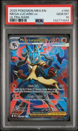 2025 POKEMON MEG EN-MEGA EVOLUTION ULTRA RARE #160 MEGA LUCARIO EX PSA 10 - Image 1