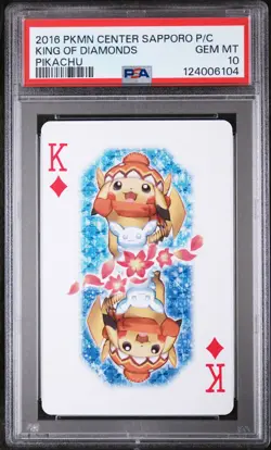 2016 POKEMON CENTER SAPPORO PLAYING CARDS PIKACHU KING OF DIAMONDS PSA 10 - Image 1