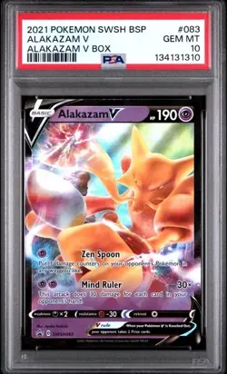 2021 POKEMON SWSH BLACK STAR PROMO ALAKAZAM V BOX #083 ALAKAZAM V PSA 10 - Image 1